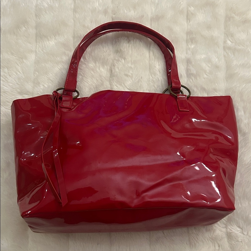 Neiman Marcus Glossy Red Tote Bag